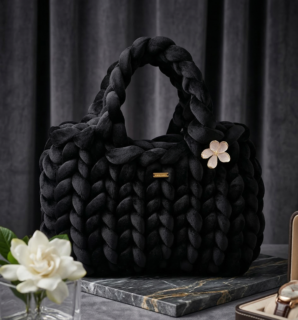 Sac "Paris" | Édition Velours Tressé & Bijou Nacre