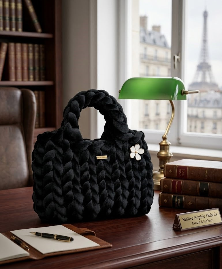 Sac "Paris" | Édition Velours Tressé & Bijou Nacre