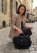 Le Cabas "Kaffè Latte" avec doublure – L'Art du Chunky Knit tote bag